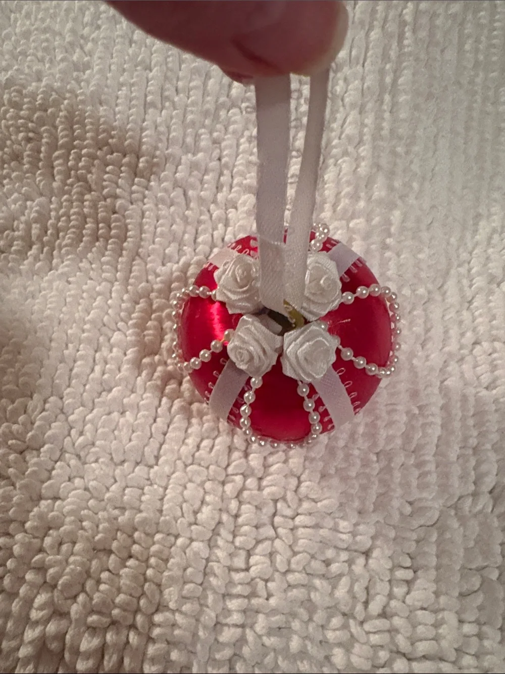 4 Handcrafted Satin Holiday Ornaments